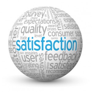 "SATISFACTION" Tag Cloud Globe (quality customer service survey)